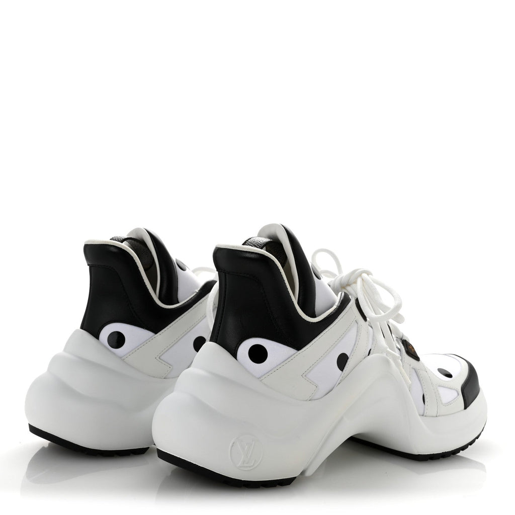 Calfskin Satin Printed Polka Dot Monogram LV Archlight Sneakers 39.5 White