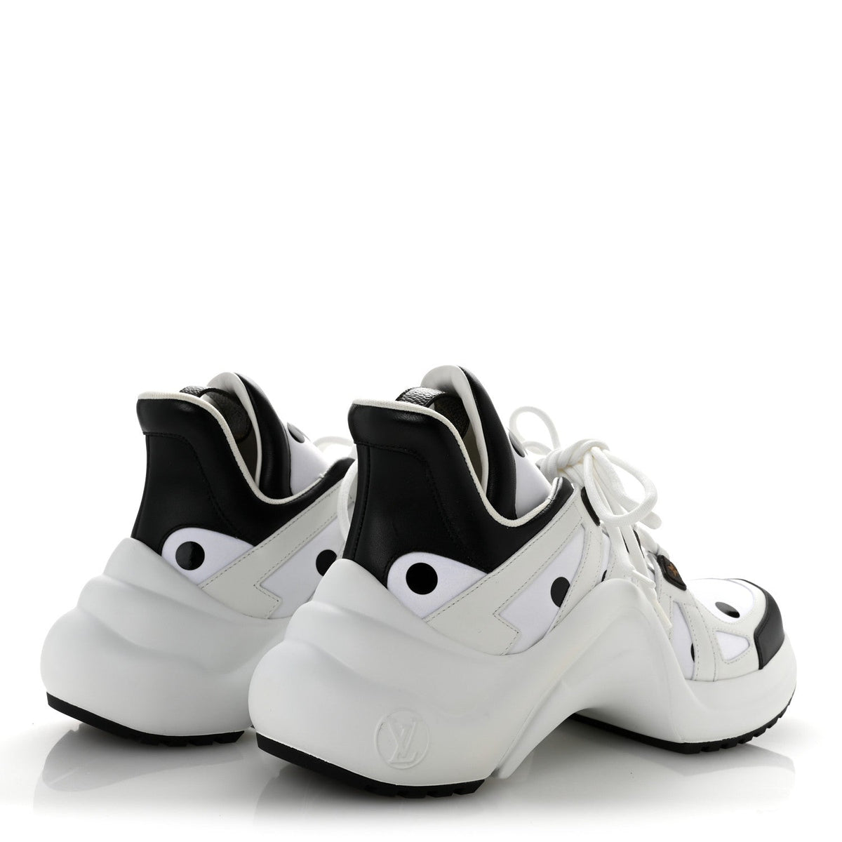 Calfskin Satin Printed Polka Dot Monogram LV Archlight Sneakers 39.5 White
