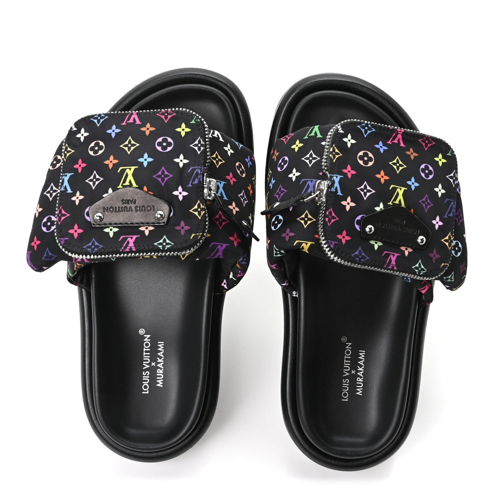 LV X TM Monogram Multicolor Pool Pillow Flat Comfort Mule 35 Black