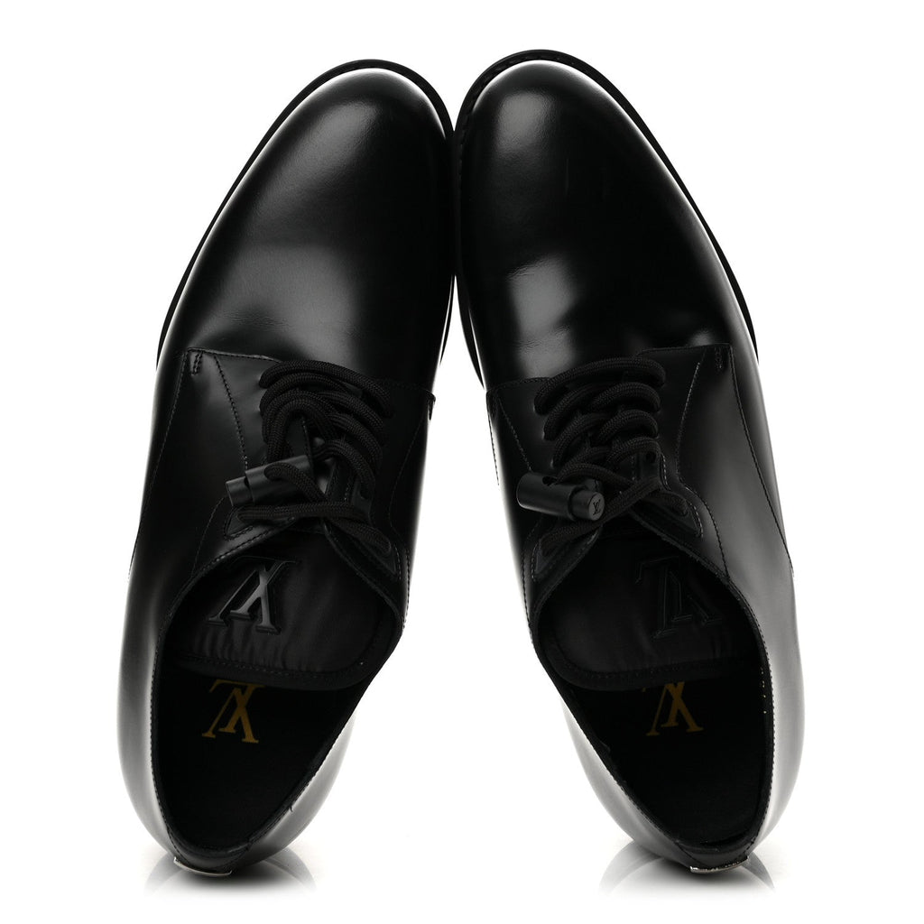 Calfskin Mens Formal Derby Shoes 6 Black