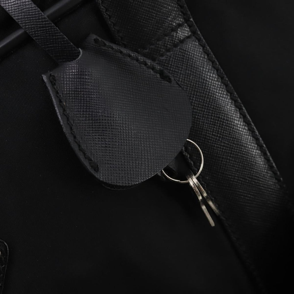 PRADA Boston Bag Nylon 2way Black Silver Auth 194414