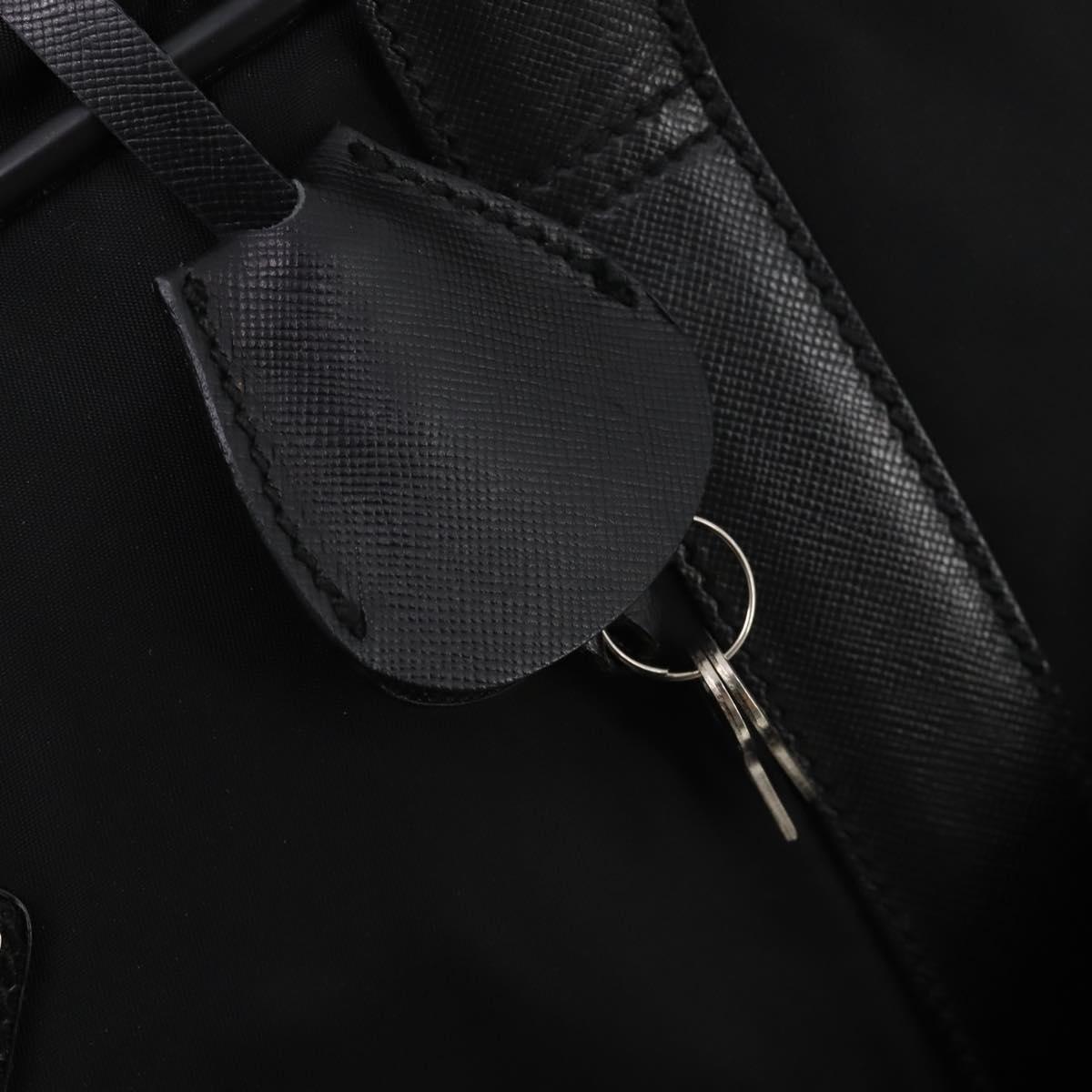 PRADA Boston Bag Nylon 2way Black Silver Auth 194414