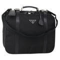 PRADA Boston Bag Nylon 2way Black Silver Auth 194414