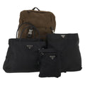 PRADA Shoulder Bag Nylon 4 Set Brown Black Auth 196164
