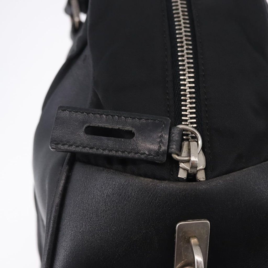 PRADA Tote Bag Nylon Black Silver Auth 197707V