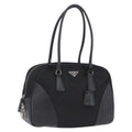 PRADA Tote Bag Nylon Black Silver Auth 197707V