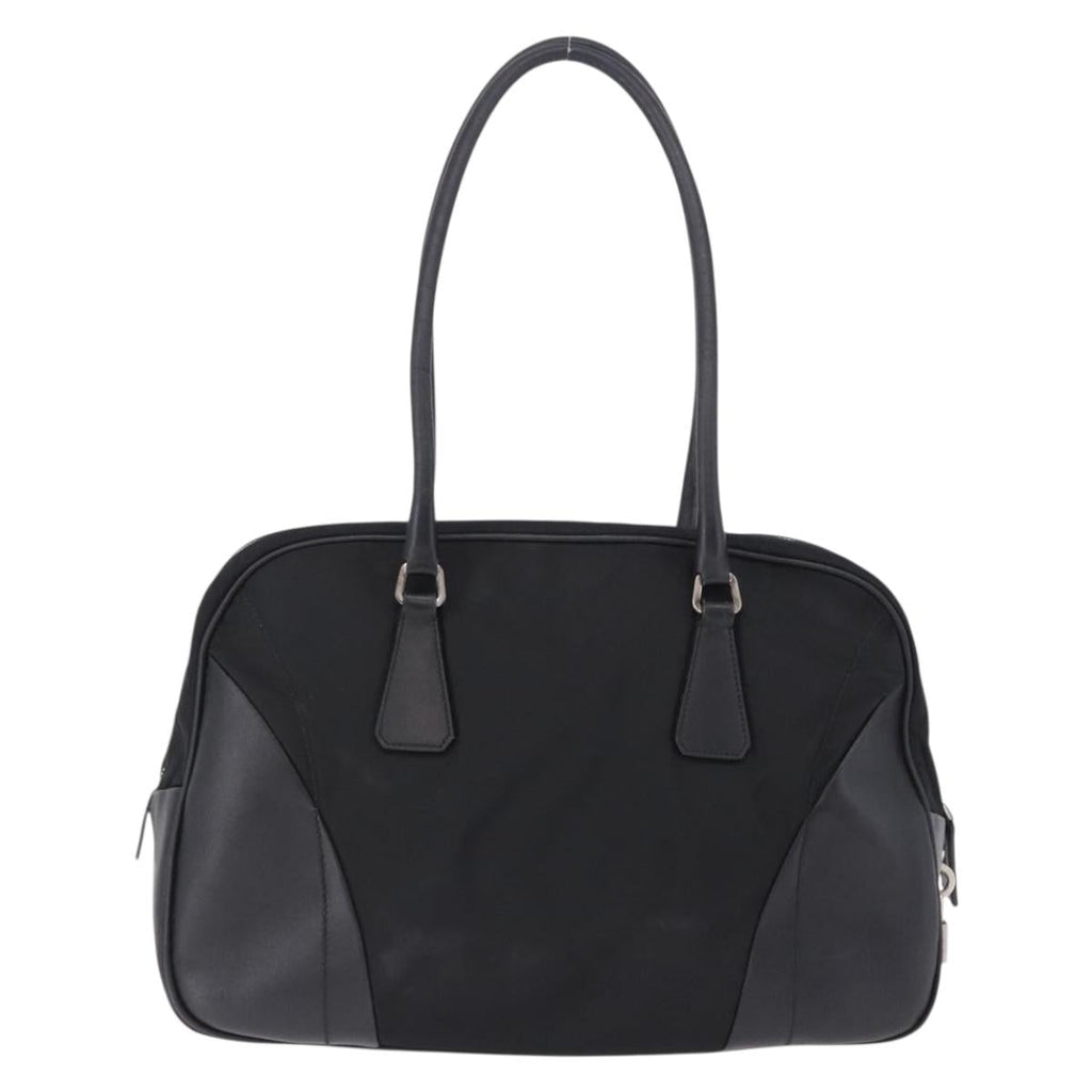 PRADA Tote Bag Nylon Black Silver Auth 197707V