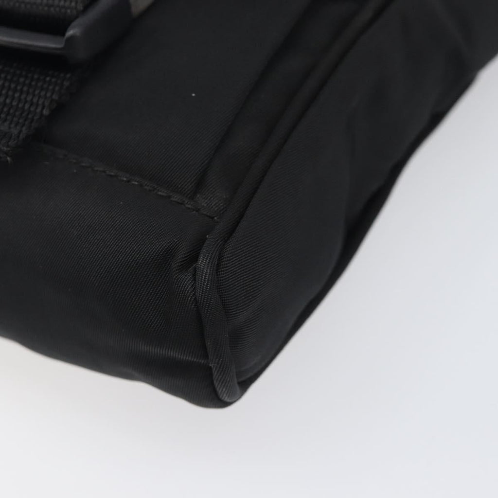 PRADA Shoulder Pouch Nylon Black Silver Auth 197869