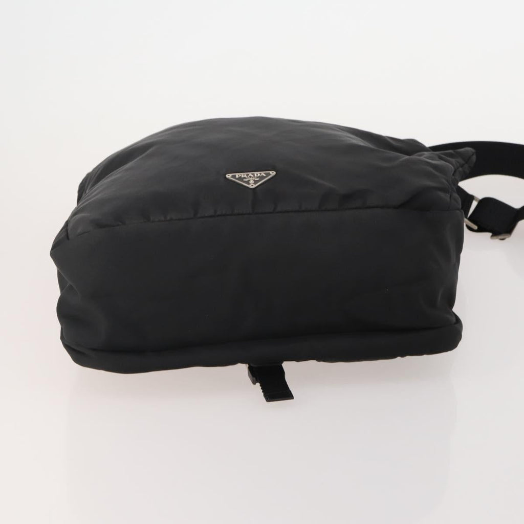PRADA Shoulder Bag Nylon Black Silver Auth 197886