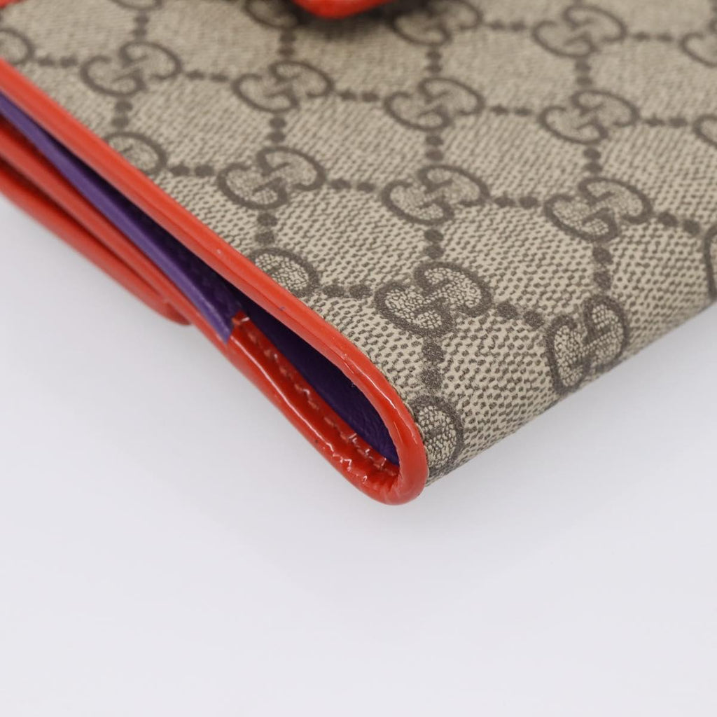 GUCCI GG Supreme Bifold Wallet PVC Beige Gold 406925 Auth 197940V