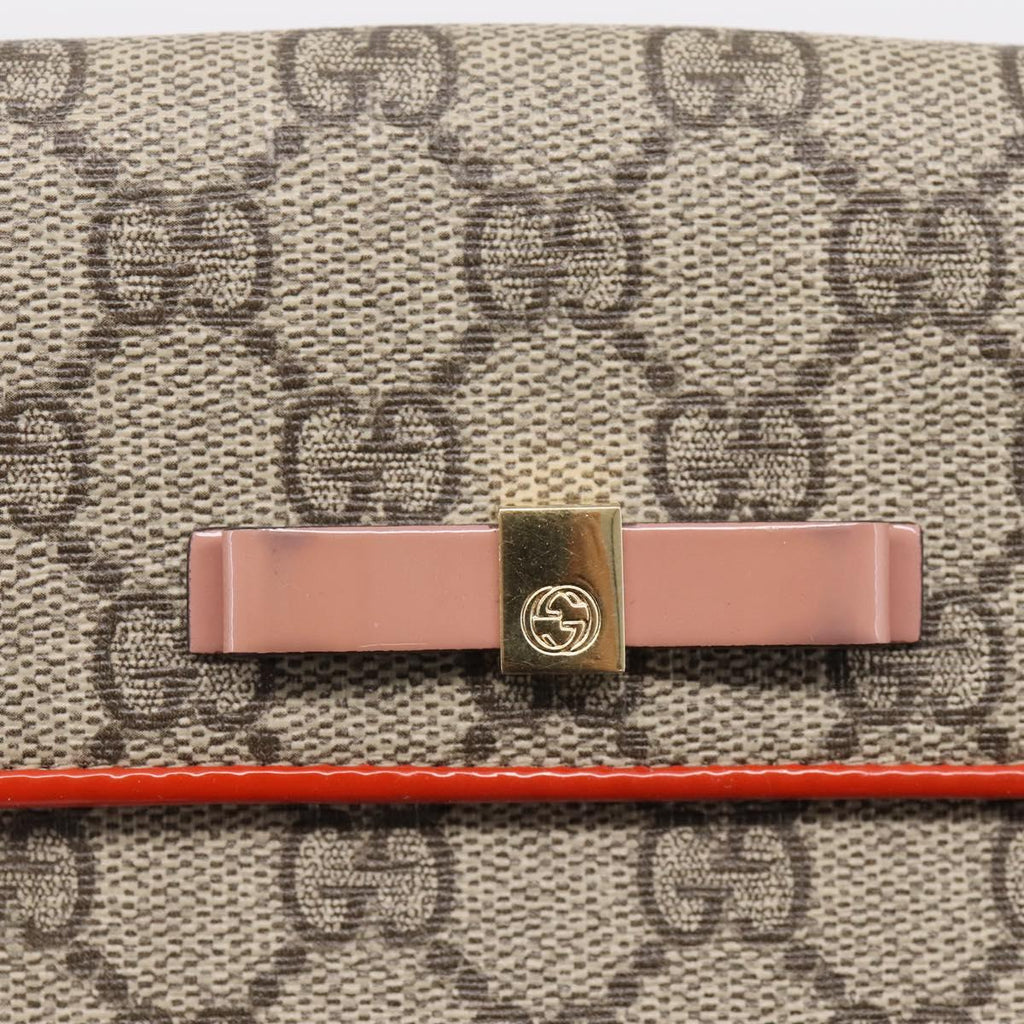 GUCCI GG Supreme Bifold Wallet PVC Beige Gold 406925 Auth 197940V