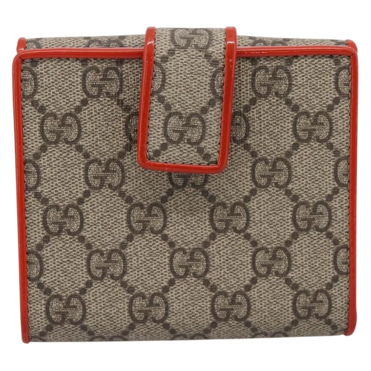 GUCCI GG Supreme Bifold Wallet PVC Beige Gold 406925 Auth 197940V