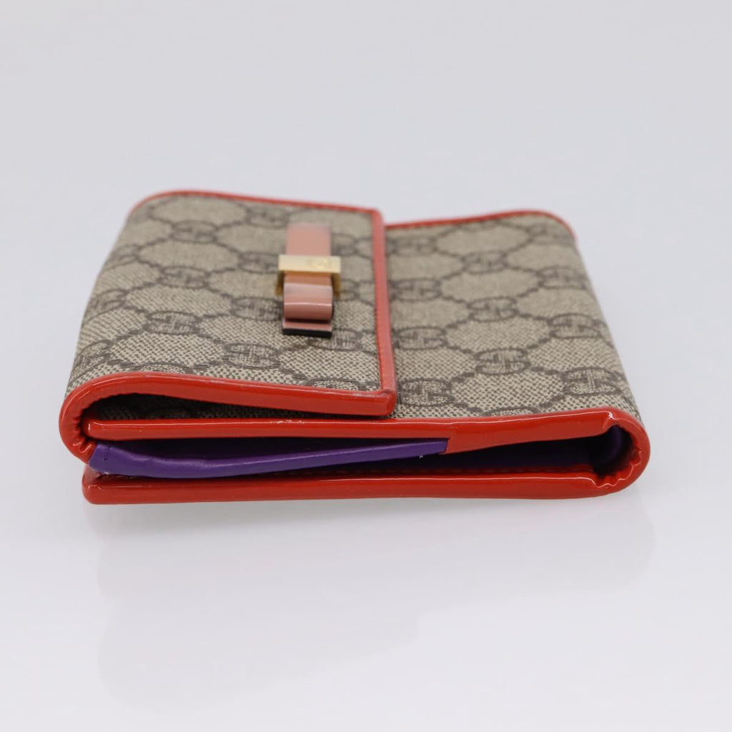 GUCCI GG Supreme Bifold Wallet PVC Beige Gold 406925 Auth 197940V