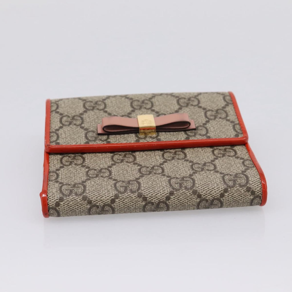 GUCCI GG Supreme Bifold Wallet PVC Beige Gold 406925 Auth 197940V