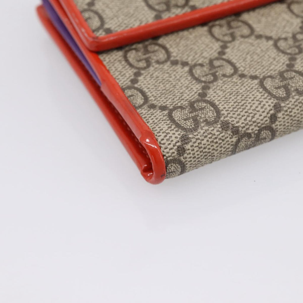 GUCCI GG Supreme Bifold Wallet PVC Beige Gold 406925 Auth 197940V