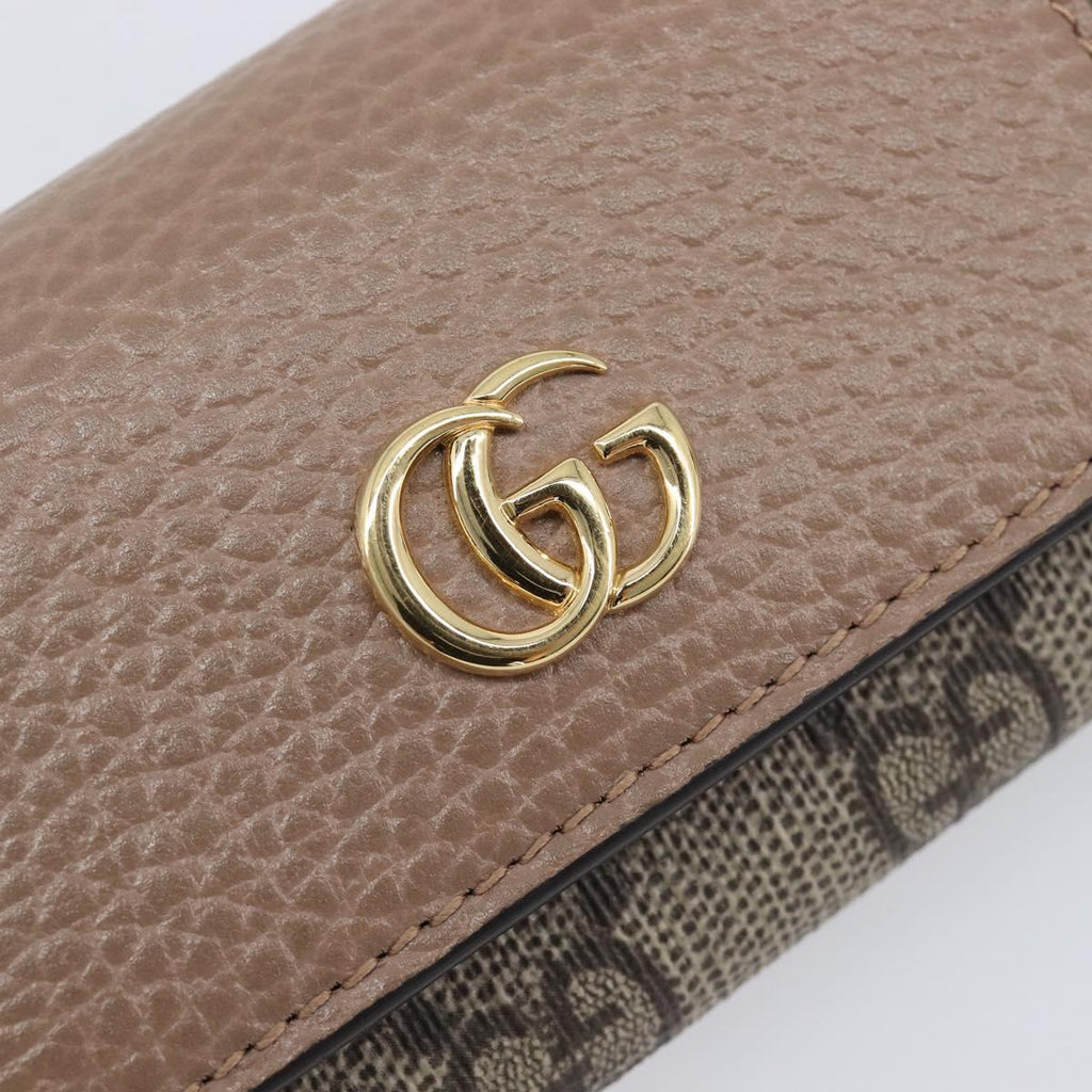 GUCCI GG Marmont Key Case Leather Beige Gold 456118 Auth 197944M