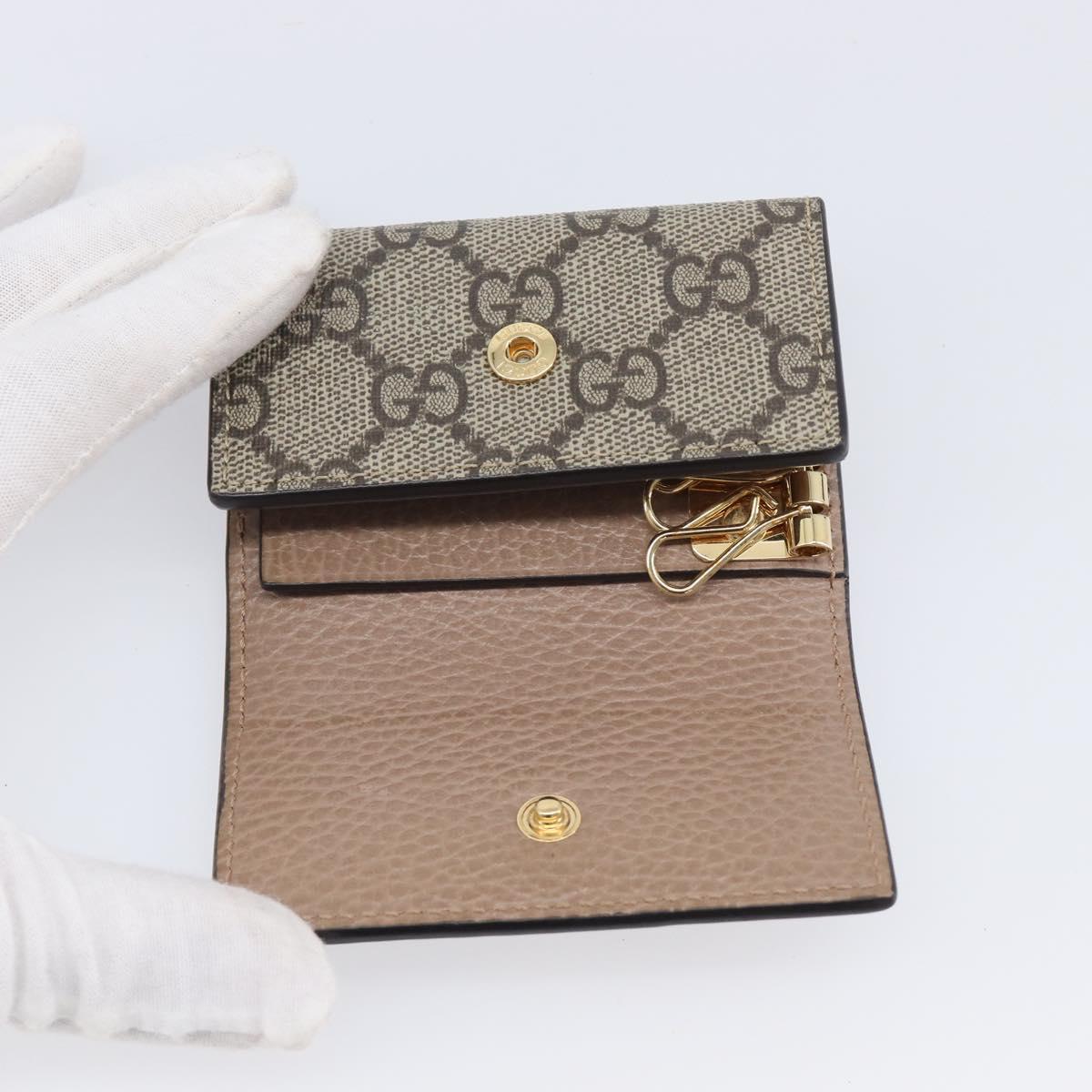GUCCI GG Marmont Key Case Leather Beige Gold 456118 Auth 197944M