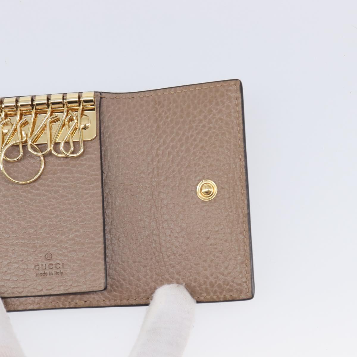 GUCCI GG Marmont Key Case Leather Beige Gold 456118 Auth 197944M
