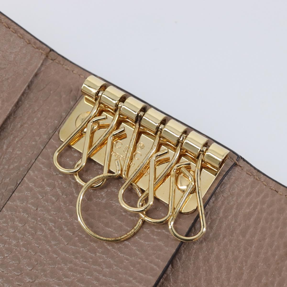 GUCCI GG Marmont Key Case Leather Beige Gold 456118 Auth 197944M