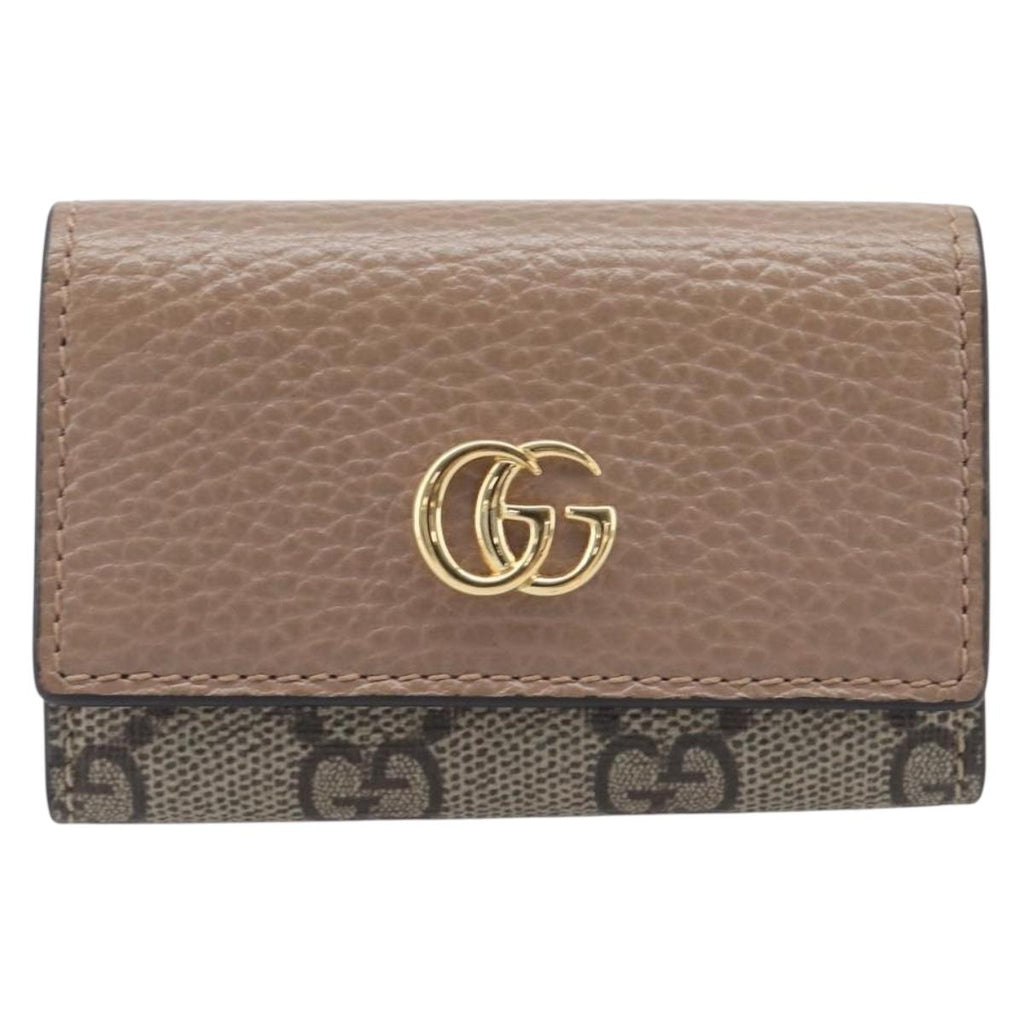 GUCCI GG Marmont Key Case Leather Beige Gold 456118 Auth 197944M