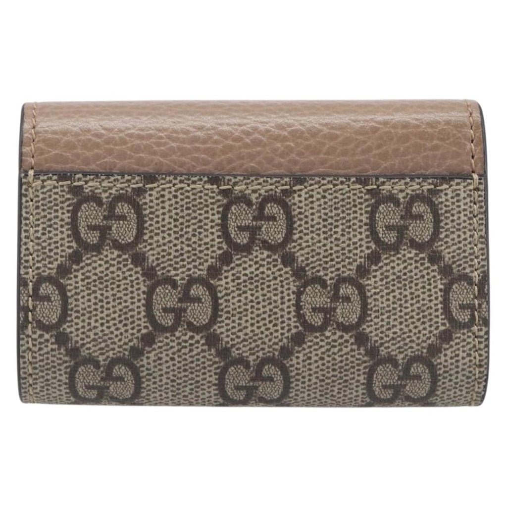 GUCCI GG Marmont Key Case Leather Beige Gold 456118 Auth 197944M