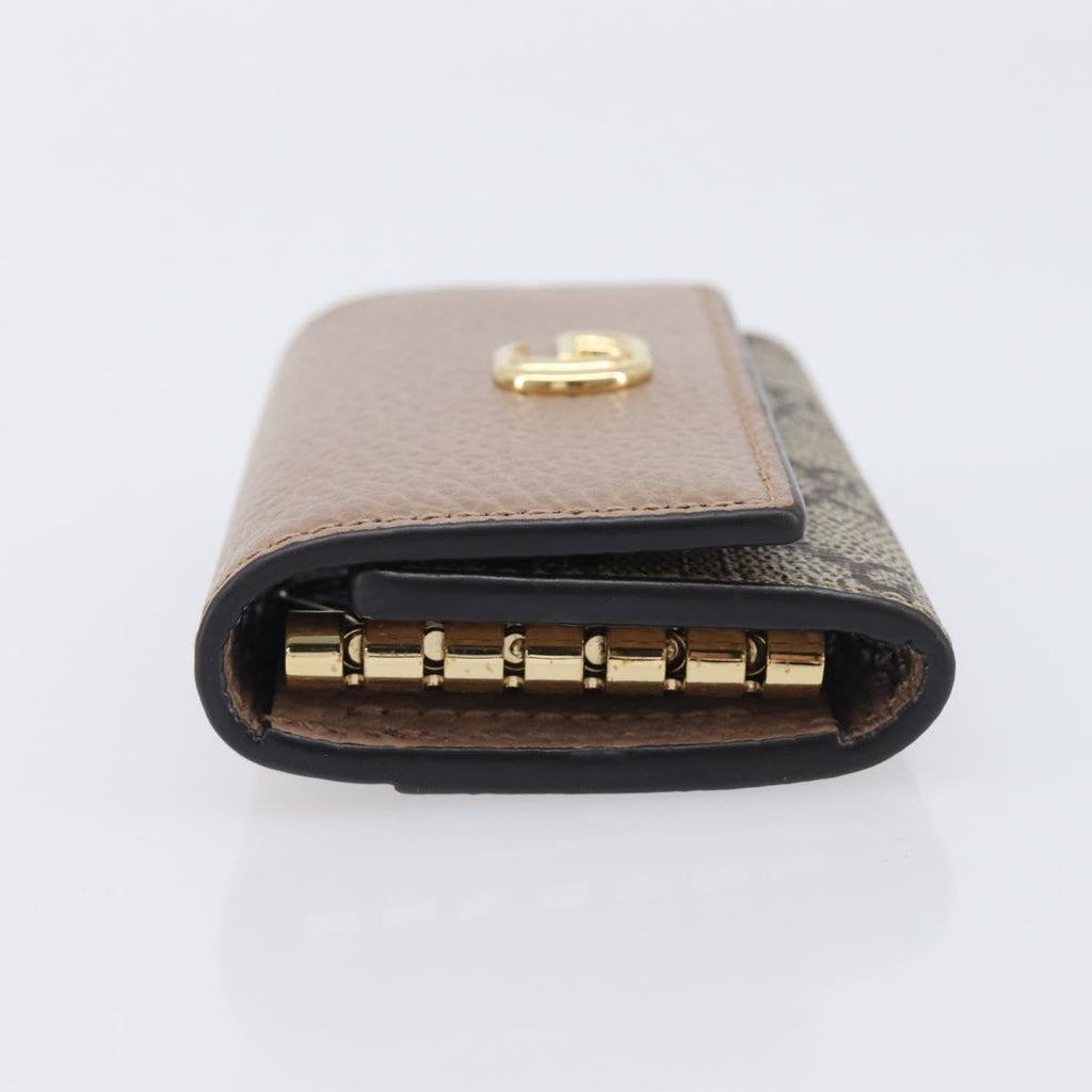 GUCCI GG Marmont Key Case Leather Beige Gold 456118 Auth 197944M