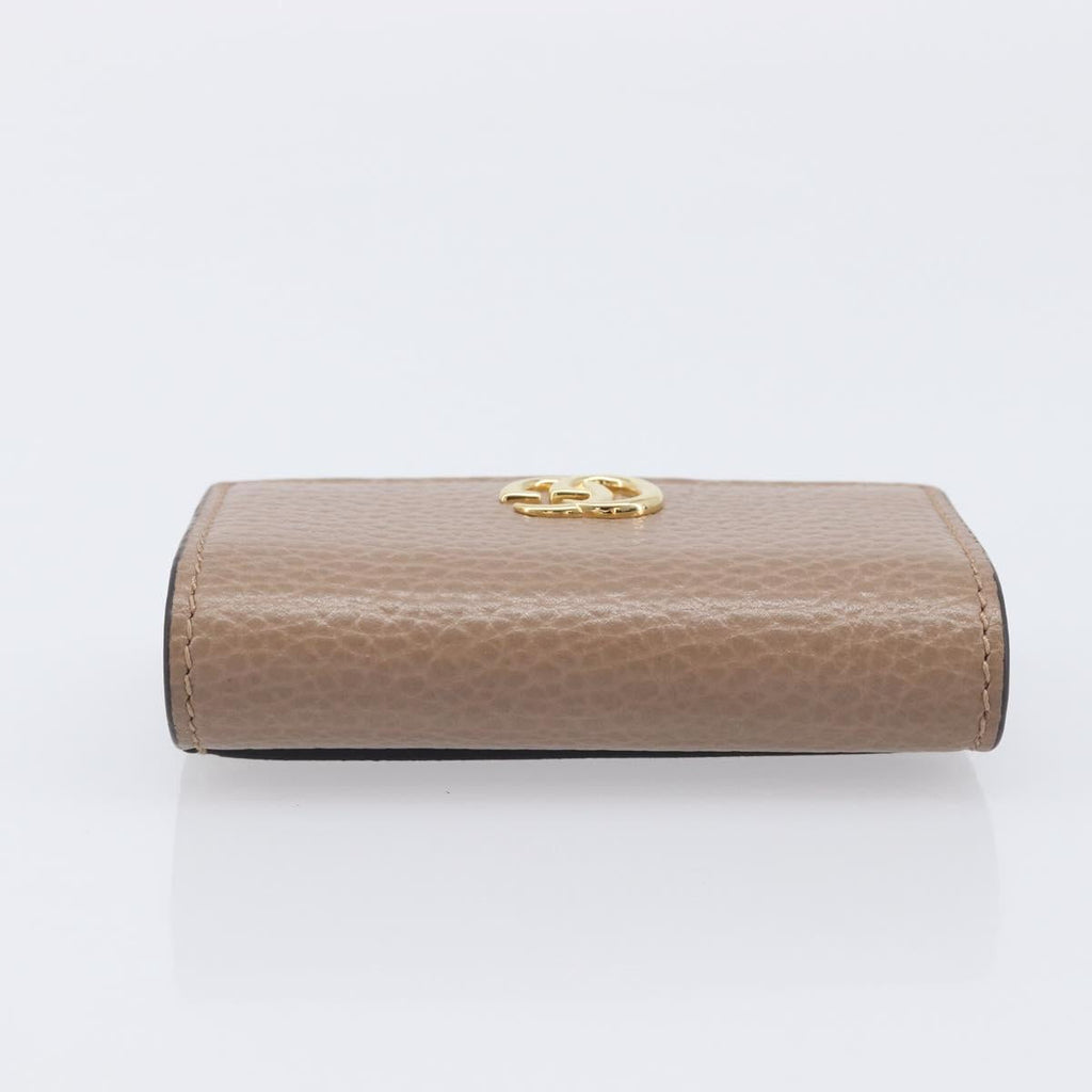 GUCCI GG Marmont Key Case Leather Beige Gold 456118 Auth 197944M
