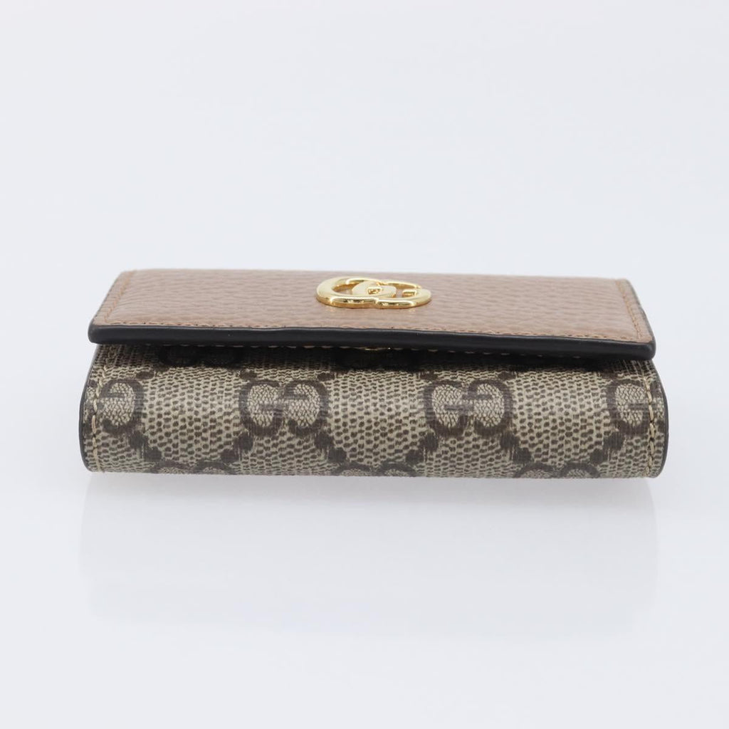 GUCCI GG Marmont Key Case Leather Beige Gold 456118 Auth 197944M