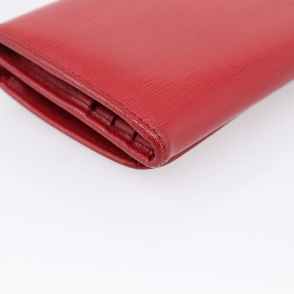 PRADA Bifold Wallet Saffiano leather Red Gold Auth 197960A