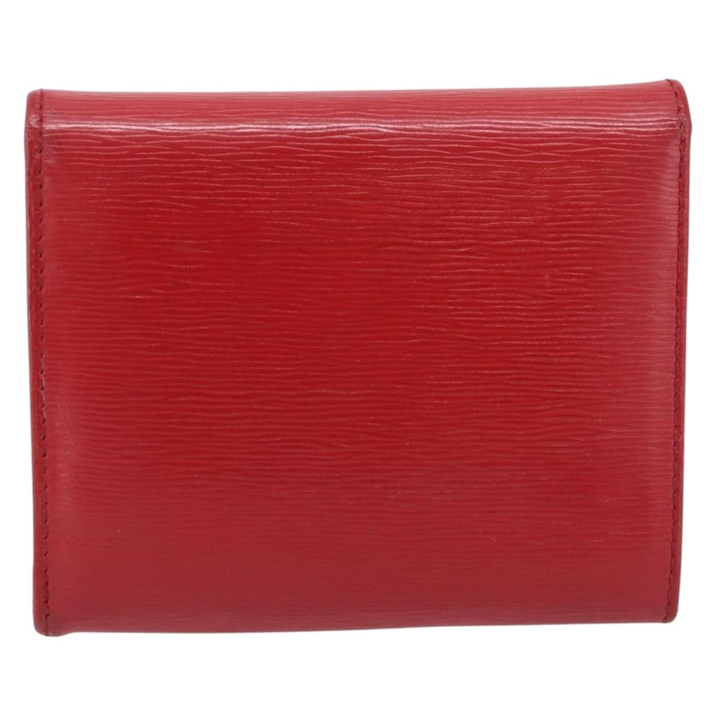 PRADA Bifold Wallet Saffiano leather Red Gold Auth 197960A