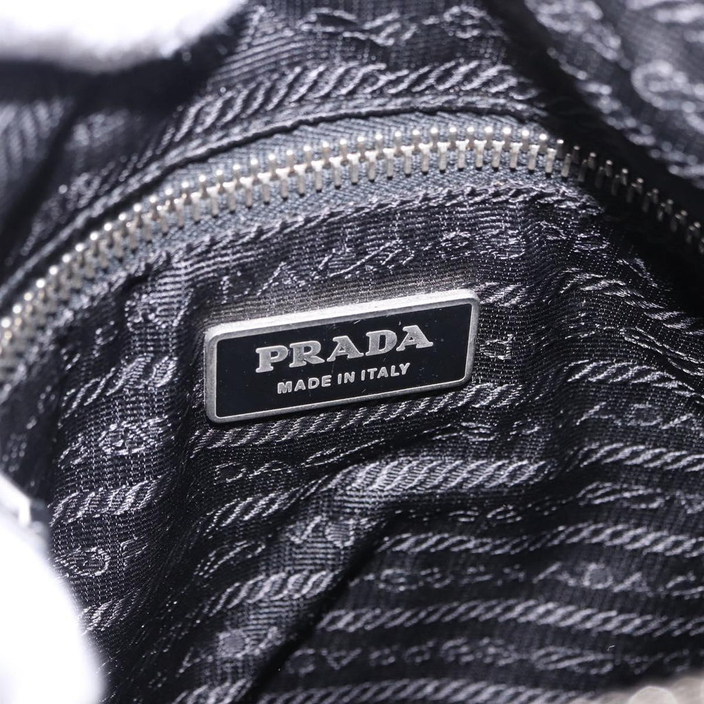 PRADA Shoulder Bag Nylon Black Silver Auth 198359V