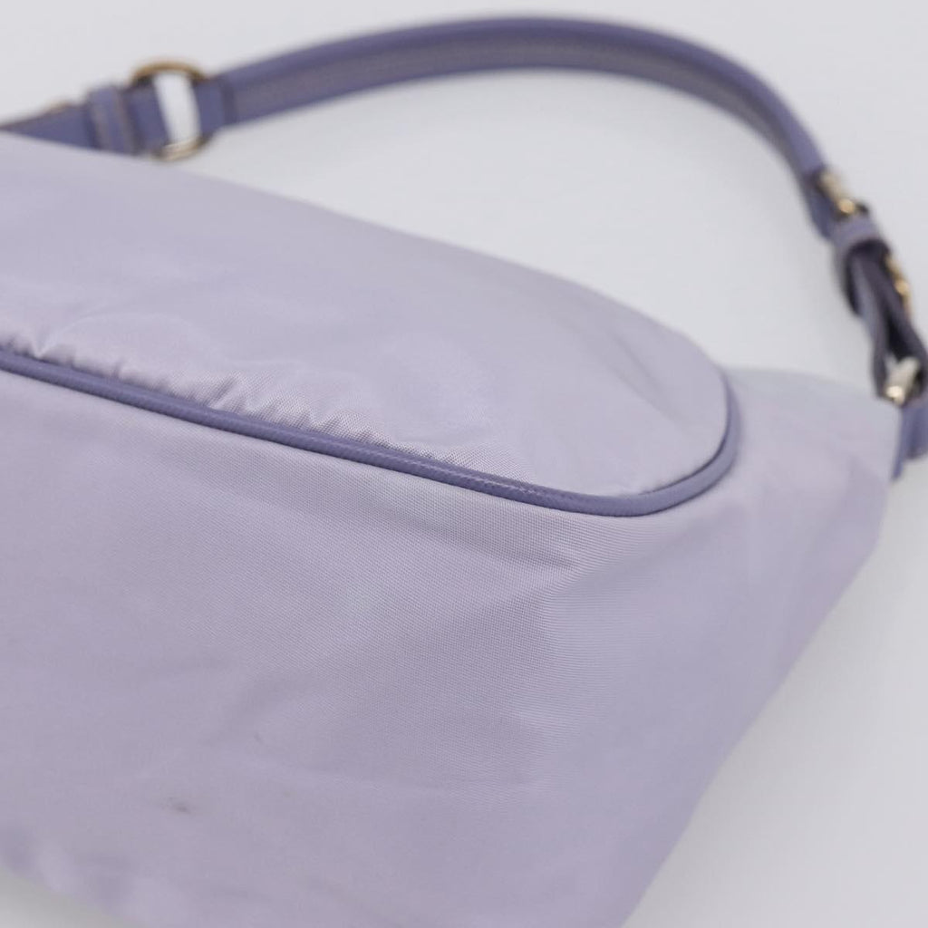 PRADA Shoulder Bag Nylon Lavende Silver Auth 199116A