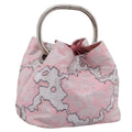 PRADA Brocade Hand Pouch Silk Pink Silver Auth 199363SAM