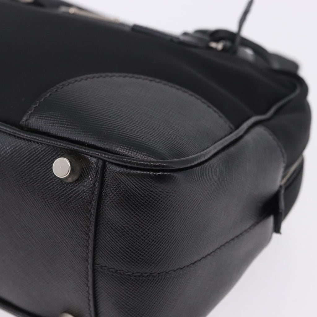 PRADA Hand Bag Nylon Black Silver Auth 199441V