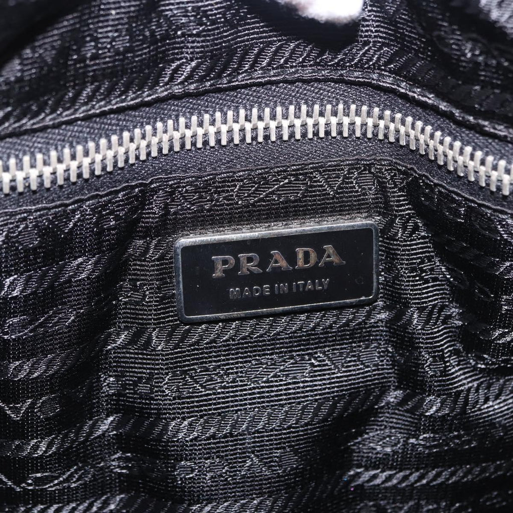 PRADA Hand Bag Nylon Black Silver Auth 199441V