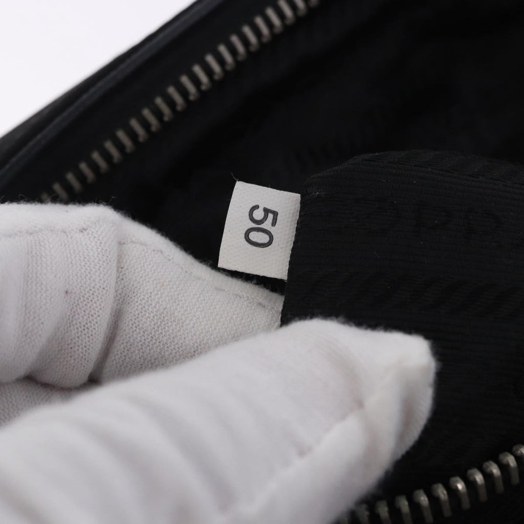 PRADA Hand Bag Nylon Black Silver Auth 199441V
