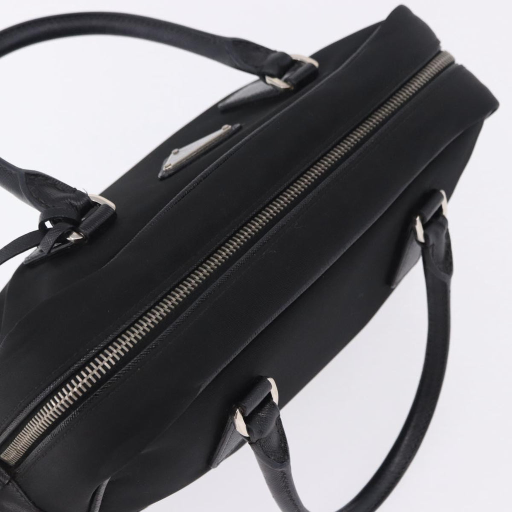 PRADA Hand Bag Nylon Black Silver Auth 199441V