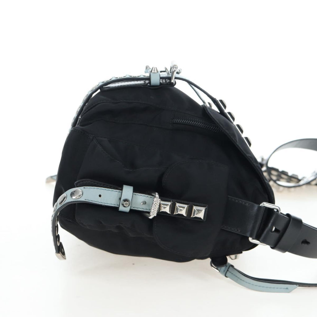 PRADA Shoulder Bag Nylon Black Silver Auth 199923SAM