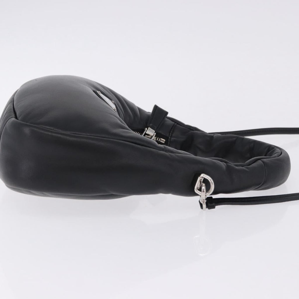 PRADA Hand Bag Soft Padded Nappa leather 2way Black Silver Auth 199964SAM
