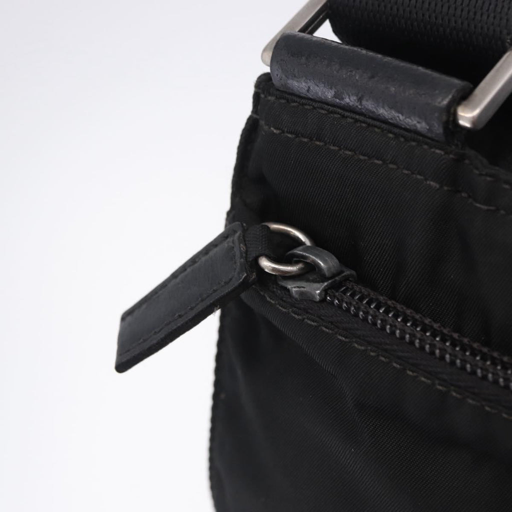 PRADA Shoulder Bag Nylon Black Silver Auth 200013A