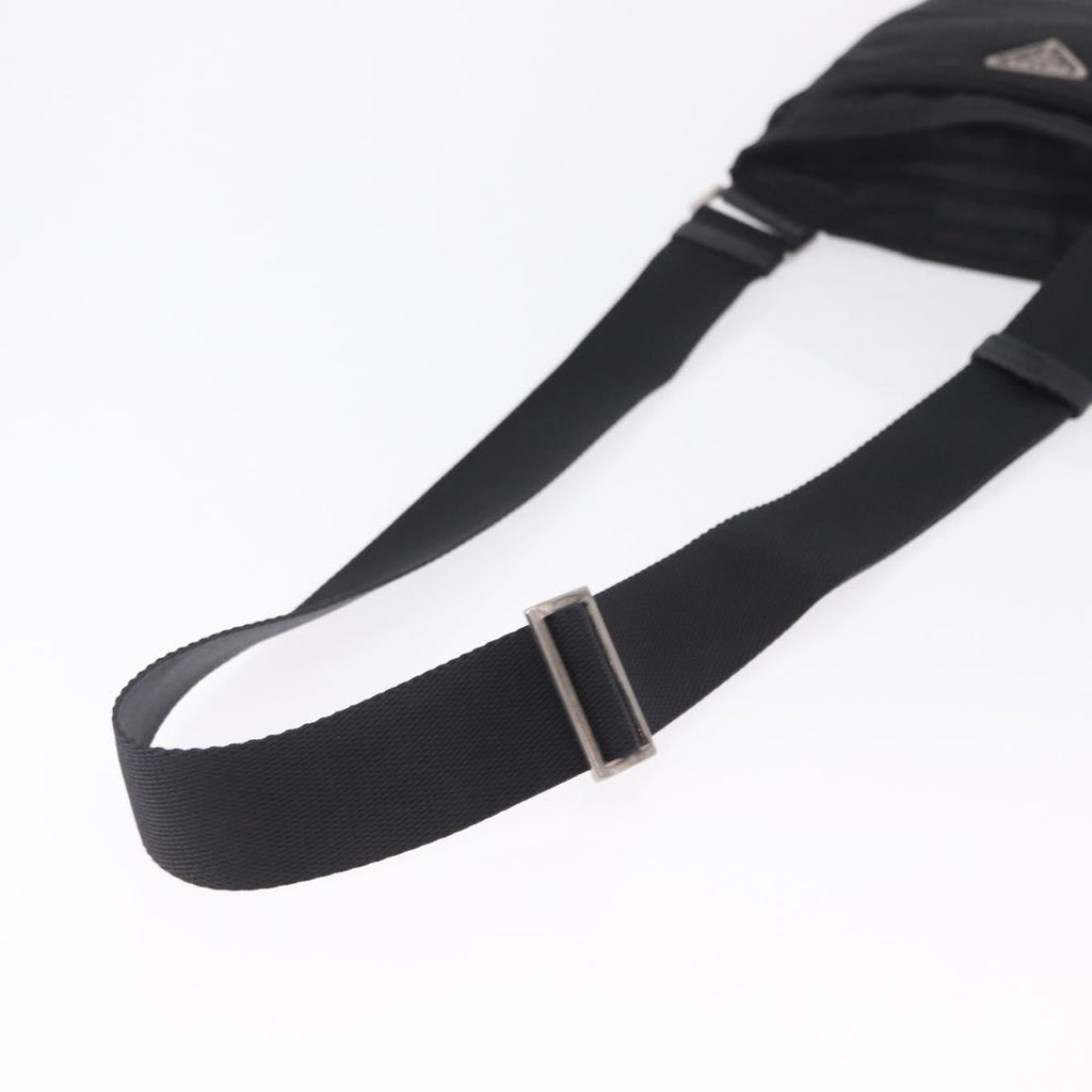PRADA Shoulder Bag Nylon Black Silver Auth 200013A