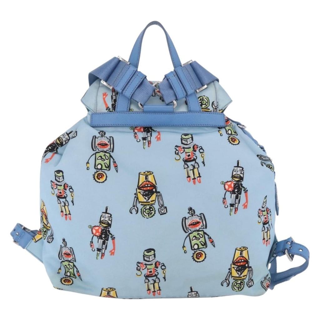 PRADA Backpack Nylon Light Blue Silver Auth 200461