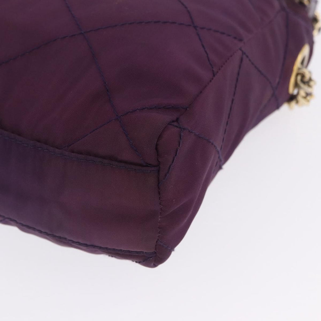 PRADA Chain Shoulder Bag Nylon Purple Gold Auth 200535