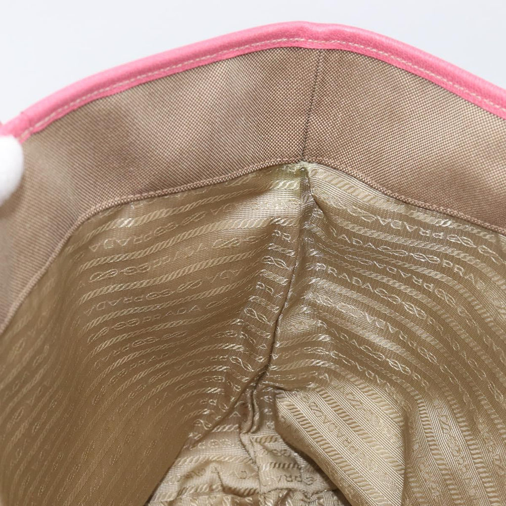 PRADA Tote Bag Canvas Jacquard Brown Gold Auth 200586V