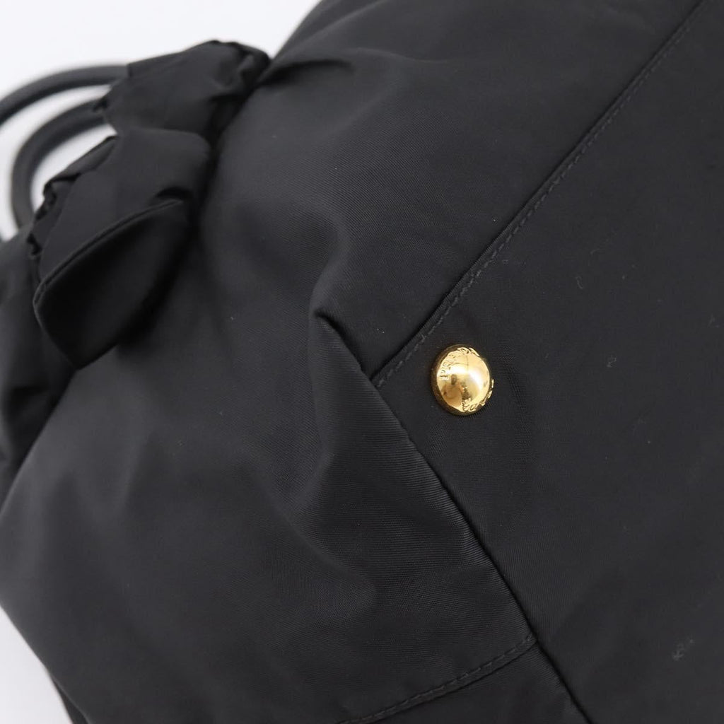 PRADA Hand Bag Nylon Black Gold Auth 201125V
