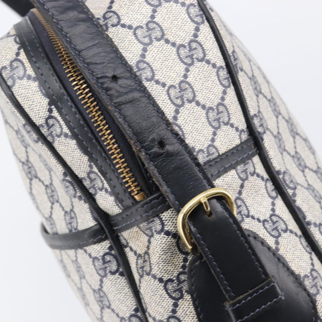 GUCCI GG Supreme Sherry Line Shoulder Bag PVC Navy Gold Auth 201446