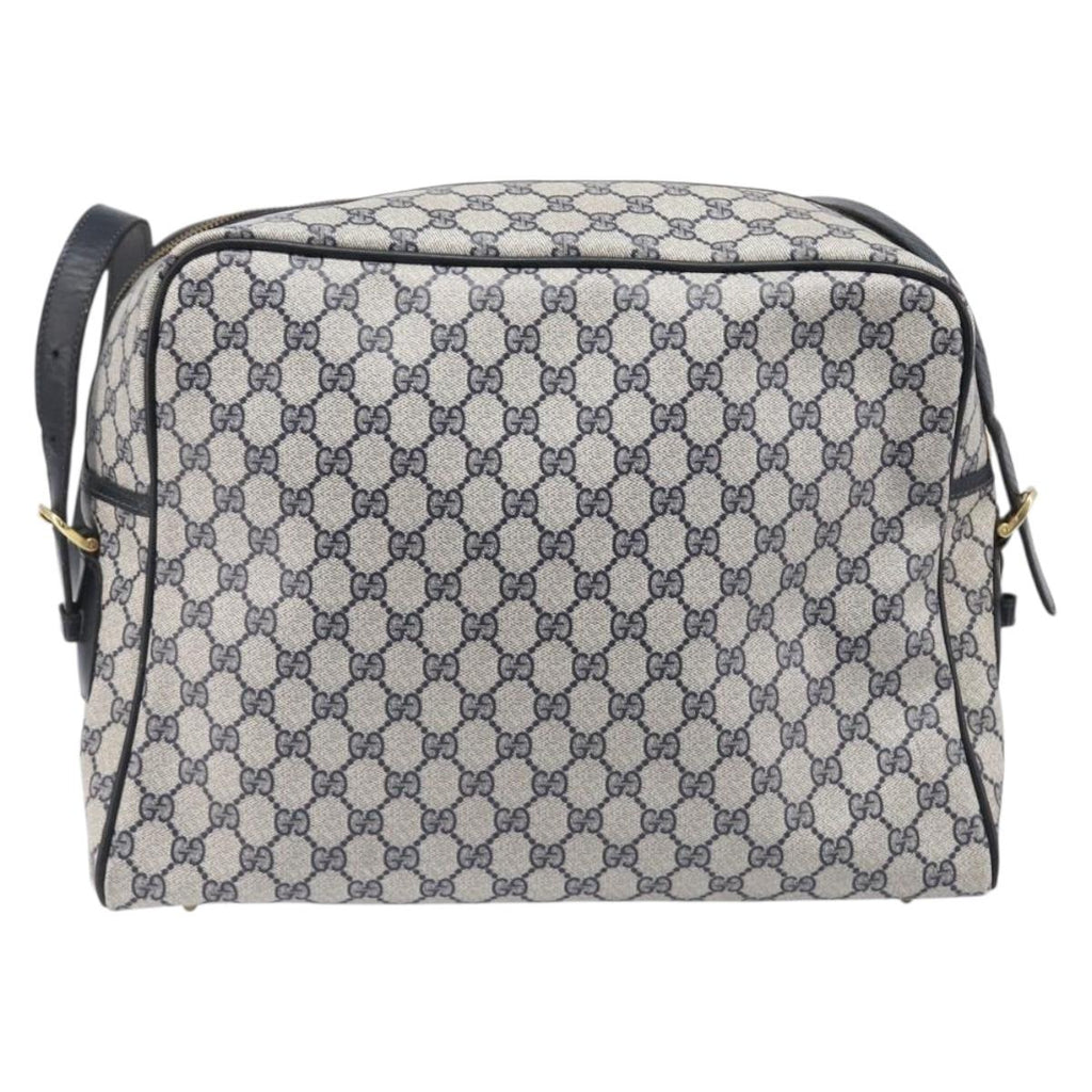 GUCCI GG Supreme Sherry Line Shoulder Bag PVC Navy Gold Auth 201446