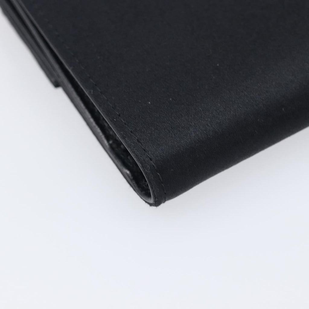 PRADA Wallet Satin Black Silver Auth 201549V