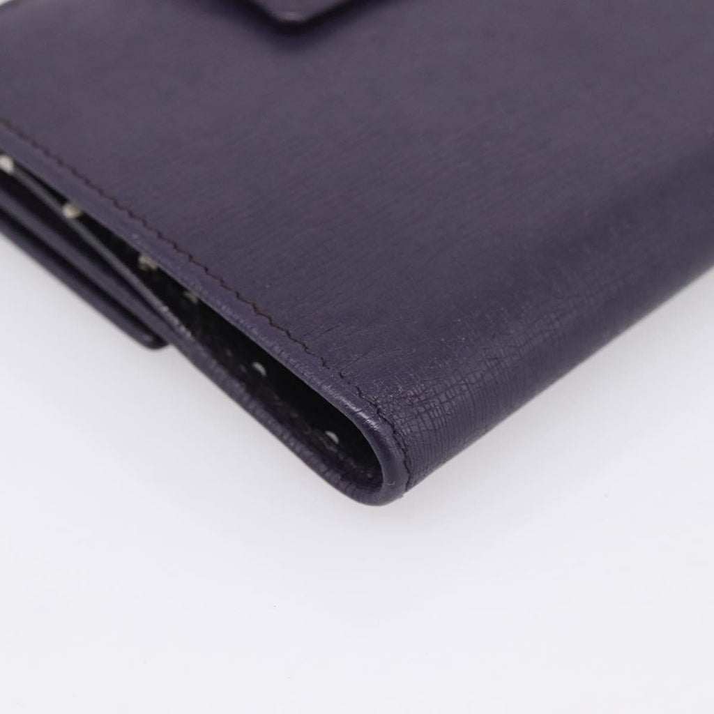 GUCCI Bifold Wallet Leather Navy Gold Beige 309704 Auth 201573V