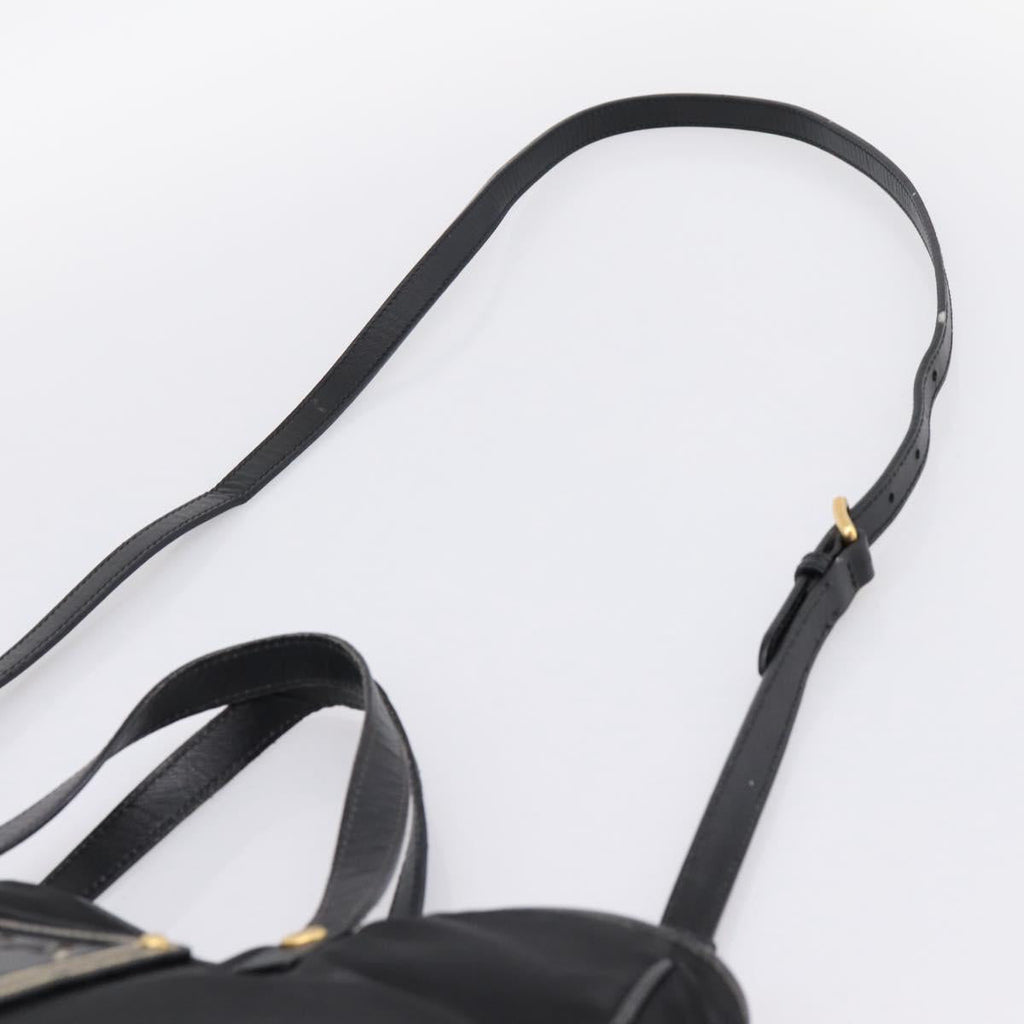 PRADA Hand Bag Nylon 2way Black Gold Tone Auth 202114